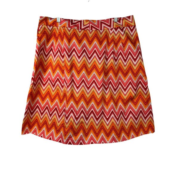 Restituta Red Pink Orange and Yellow Chevron Zigzag A Line Mini Skirt Size 1x - Picture 4 of 6